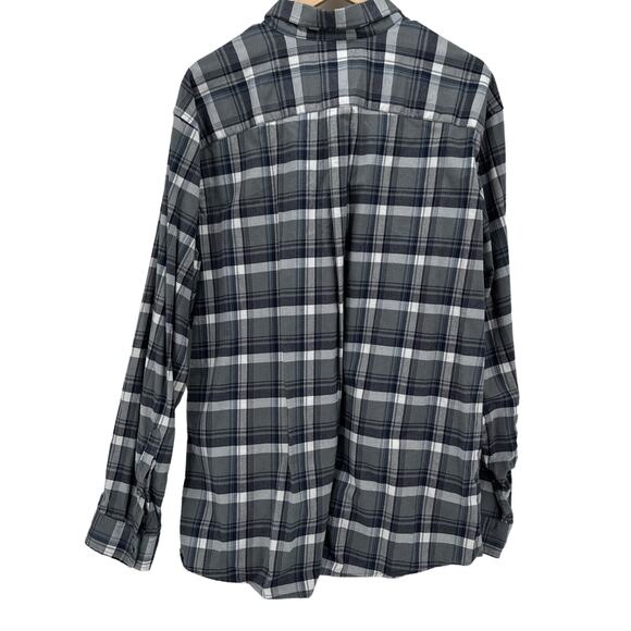 Eddie Bauer Flannel Shirt Mens 2XL XXL Gray Blue Plaid 100% Cotton Long Sleeve - Picture 8 of 11